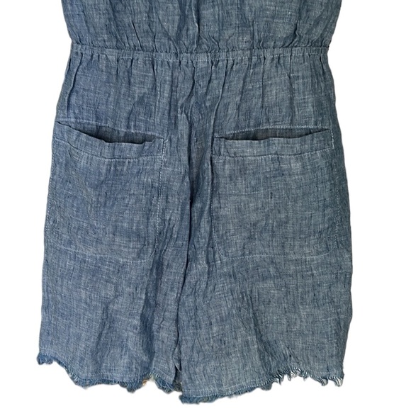 Anthropologie Sanctuary Montana Blue Linen Front Wrap Tie Waist Romper - M - Picture 9 of 12